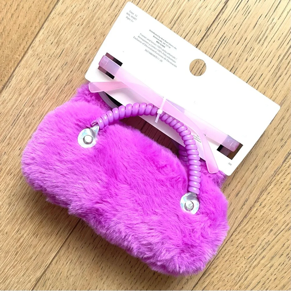 Girls Pink Sunglasses And Fuzzy Hot Pink Fox Case Set